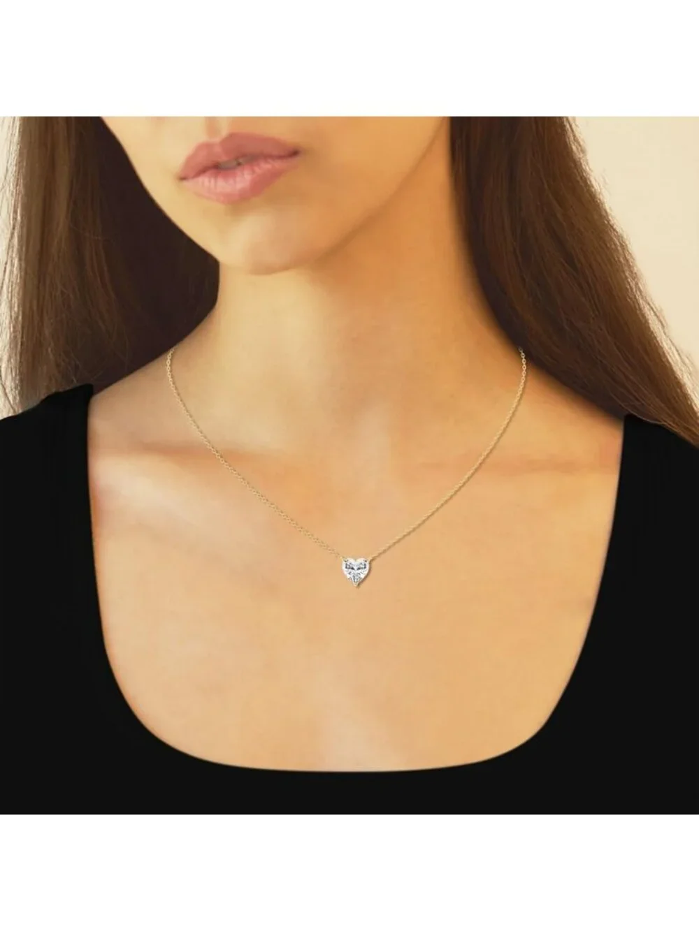 Elegant 18k Gold Heart Necklace with Crystal Accents - Timeless Jewelry Gift for